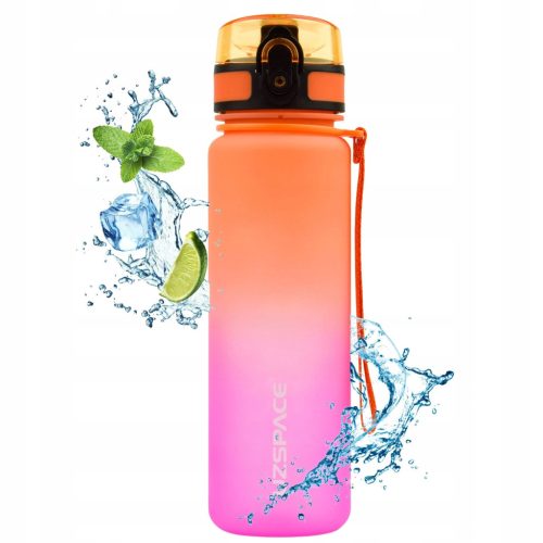  MOTIVATIONAL Wasserflasche mit Stundenmaß, 500 ml, Orange und Pink