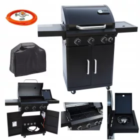    DEUTSCHLAND LANDMANN 3.1 GASGRILL + GUSSEISEN ABDECKUNG GITTER ZYLINDERSCHRANK