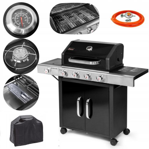  PREMIUM ACTIVA GASGRILL 4+1 Brenner ABDECKUNG / GUSSEISENROST / SCHRANK