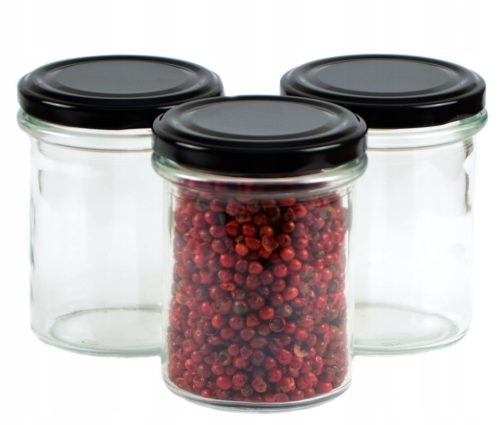 Lebensmittelbehälter Behältergläser 200 ml 9,2x6,3 cm transparent und schwarz 12 Stück