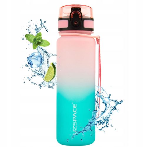  MOTIVIERENDE TRITAN-WASSERFLASCHE 500-ml-FLASCHE mit Stunden in Rosa und Türkis