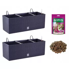    Prosperplast Blumentopf 51 cm x 19 x 18,5 cm, Kunststoff in Grau- und Silbertönen
