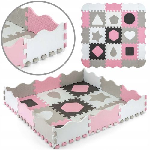  Jolly 3x3 Shapes Puzzle-Schaumstoffmatte – Pink Grau