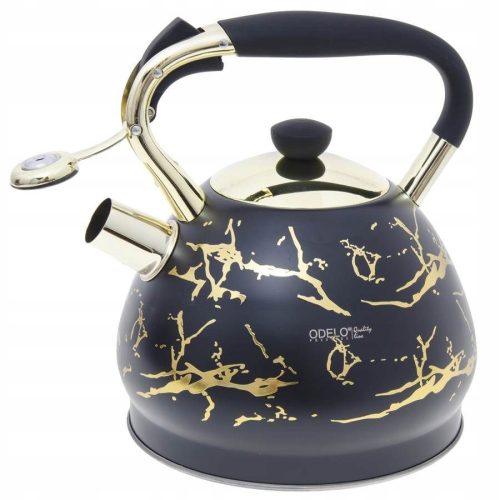 Wasserkocher und Teekannen Odelo traditioneller Stahlkessel, 3 l, Schwarz, Gelb- und Goldtöne