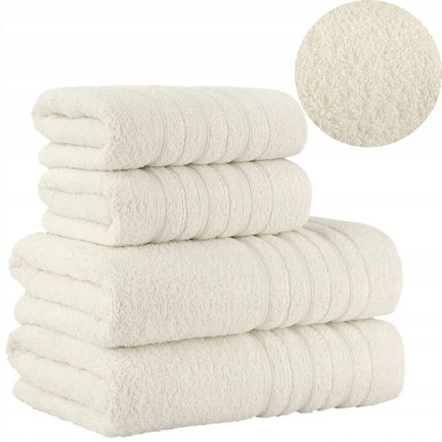 Sets Handtücher Set mit 4 DORA-Baumwollhandtüchern (2x 50x90cm + 2x 70x140cm) creme