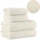 Sets Handtücher Set mit 4 DORA-Baumwollhandtüchern (2x 50x90cm + 2x 70x140cm) creme