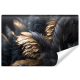 Fototapete Schwarze und goldene Federn 3D-Effekt Glamour-Stil Abstraktion 450x300