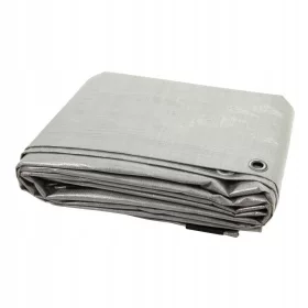   Robuste, verstärkte Abdeckplane Silber 120g/m² 4x8m - UV-beständig und wasserfest