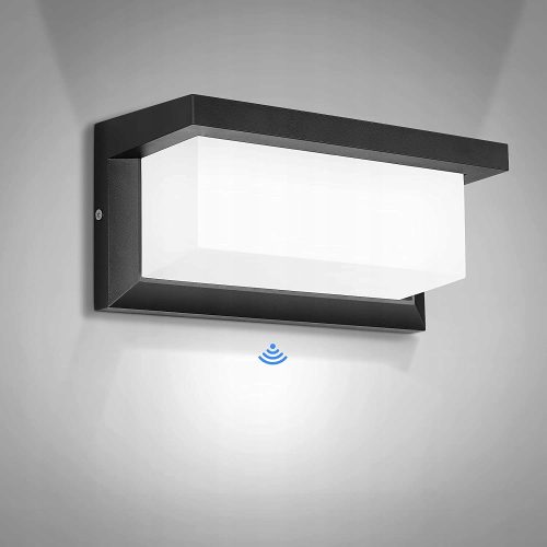 Gartenwandlampen, außen Weiße, schwarze Wandleuchte von Decorya mit integrierter 12-W-LED-Quelle