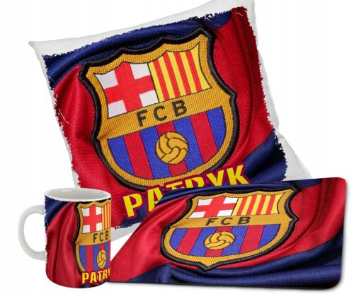  FC BARCELONA SET BECHER + KISSEN + MAUSPAD + NAMEN VERSCHIEDENE DESIGNS
