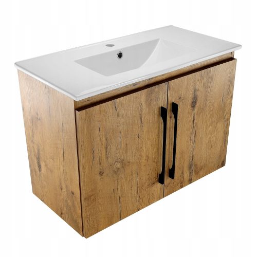 Massiver Badezimmerschrank mit Waschbecken und Regal, Loft-Eichentüren, Möbelhersteller