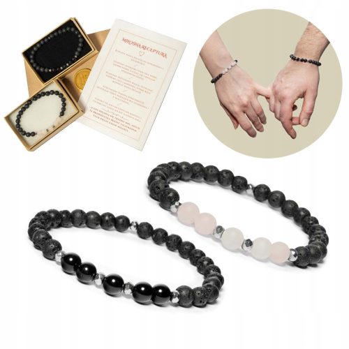  Armbänder FÜR PAARE – Lava, Turmalin, Quarz, Hämatit – Valentinstag/ GRÖSSEN