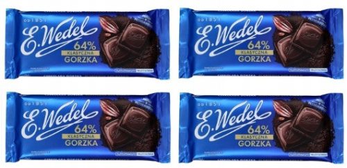 WEDEL Klassische Dunkle Schokolade 64% Kakao aus Ghana, 4 x 90g