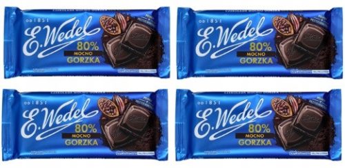 WEDEL Dunkle Schokolade 80% Kakao aus Ghana, 4 x 80g Pack