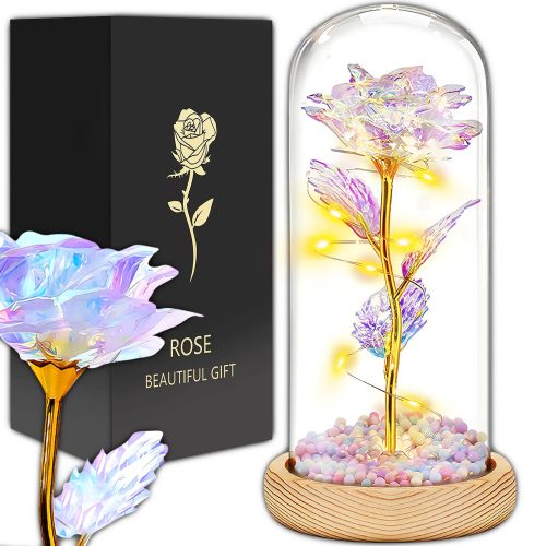 Ewige Rose im Glas, LEUCHTENDE LED als Geschenk zum VALENTINSTAG, Geburtstag oder Anlass
