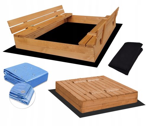 Sandkästen für Kinder GESCHLOSSENER, IMPRÄGNIERTER SANDKASTEN, 150X150CM