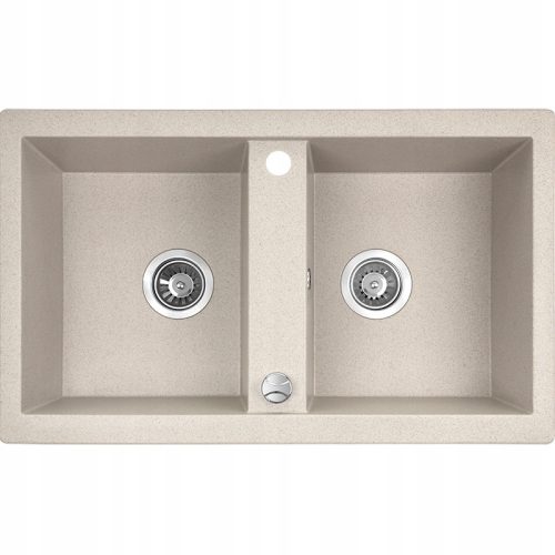 Laveo Barbados Granitspüle mit zwei Becken in Beigetönen