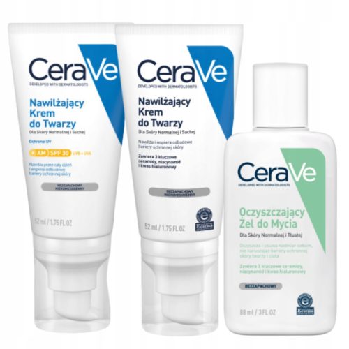CeraVe Pflegeset für normale und trockene Haut mit Hyaluronsäure und Ceramiden