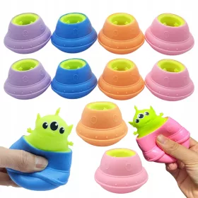    12x GNIOTEK UFOLUDEK UFO ANTI-STRESS-SPIELZEUG, GEDRUCKT, SENSORISCHE FARBE