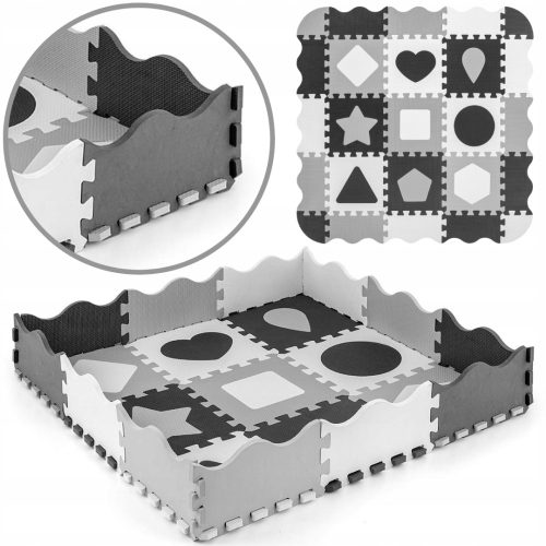  Jolly 3x3 Shapes Puzzle-Schaumstoffmatte – Grau