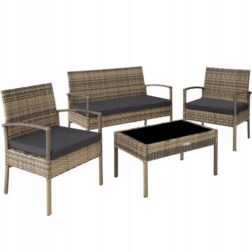 Gartentische und Stühle für die Terrasse TecTake Technorattan Tisch und Stühle, modern, Beige und Braun