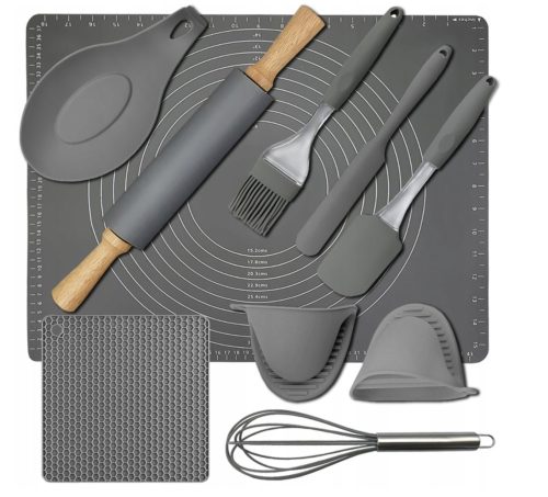 Teigbretter und Nudelhölzer Silikonset 10 Stück grau 019283 + Zubehörset für das Produkt SILICONE BOARD