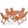 Ein Satz Garten- und Terrassenmöbel Casaria Gartenmöbel-Set, Vanamo-Holz, braun, 7-tlg.