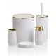 Badezimmerzubehör-Sets Okyanus Set mit 5 Badezimmeraccessoires, Weiß, Gelb- und Goldtöne
