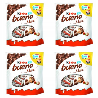 4x 108g FERRERO KINDER Bueno Mini Waffeln - Milchschokolade & Nussfüllung