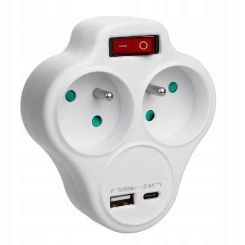Steckdose, USB-Splitter Maclean weiß