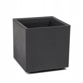    Lamela-Blumentopf, 39 cm x 39 x 39 cm, Durchmesser 39 cm, Kunststoff in den Farben Grau und Silber