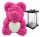 Teddybär mit Rosen, 40 cm, rosa, weißes Herz, Valentinstagsgeschenk, Blumenbox