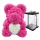 Teddybär mit Rosen, 40 cm, rosa, weißes Herz, Valentinstagsgeschenk, Blumenbox