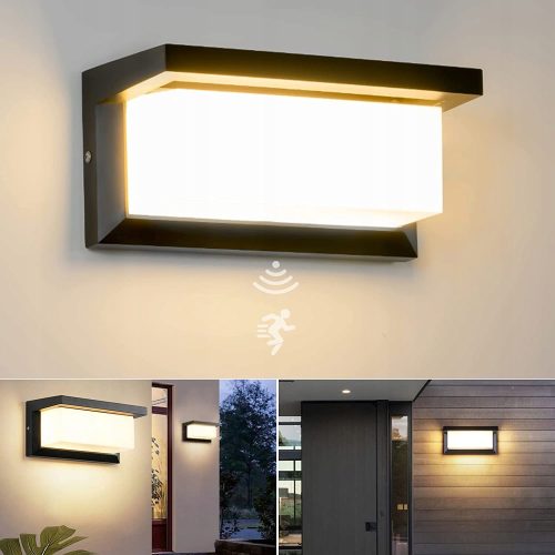 Gartenwandlampen, außen Schwarze Powerbang-Gartenwandleuchte mit integrierter 18-W-LED-Quelle