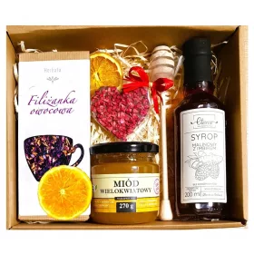  KORB-GESCHENK-SET, GESCHENKTEE, HONIG-MARMELADE