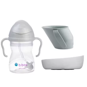    Set Flasche mit Strohhalm 240 ml B.BOX + Krummbecher und Schüssel grau DOIDY