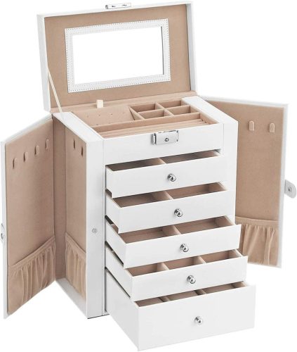 Kisten und Truhen Songmics JBC152W01 Schmuckschatulle 32 x 26 x 15,6 cm weiß