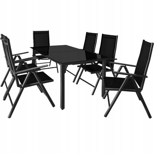 Ein Satz Garten- und Terrassenmöbel Casaria Bern Gartenmöbel-Set, Schwarz, 7-teilig.