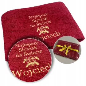    PERSONALISIERTES HANDTUCHGESCHENK FÜR EINEN FEUERWEHRMANN, SCHWERWÄCHTER, 500G, 70X140CM, GROSS