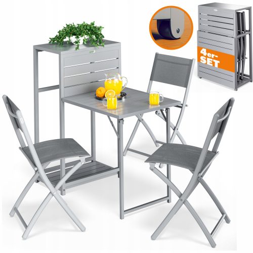 Ein Satz Garten- und Terrassenmöbel Casaria Gartenmöbel-Set, Kunststoff, grau, 4-teilig.