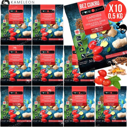 Zuckerfreie Lutschbonbons mit Hagebutte, Ingwer & Propolis – 500g