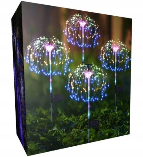  SOLAR LED LAMPE Baum Löwenzahn Feuerwerk 4 Stk