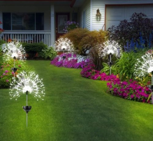 Solar-Gartenlampe, 2 Stück, Feuerwerk, 120 LEDs
