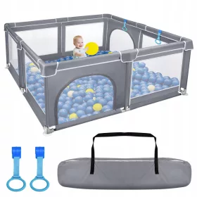    Aufun Kinder-Laufgitter-Schutzgitter dunkelgrau, 150x180x68cm