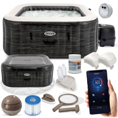 Whirlpool, Garten-Whirlpool Quadratischer aufblasbarer Hydromassage-Pool Intex 795 l