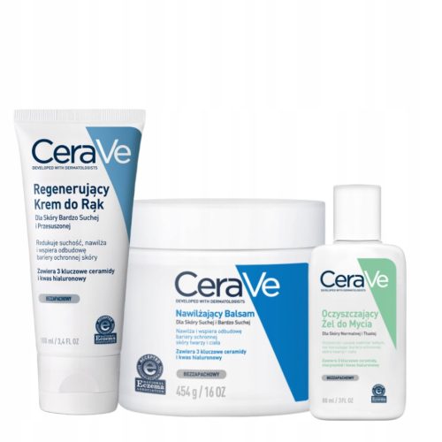 CeraVe Nawilżający Balsam 454g, Krem do Rąk Regenerujący 100ml + GRATIS