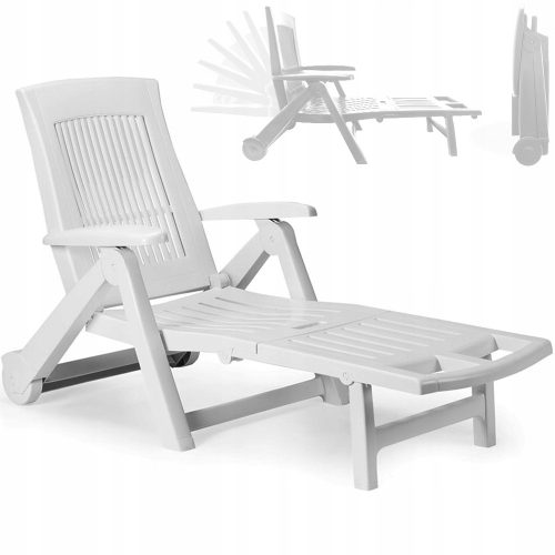Sonnenliegen und Garten und Terrasse Casaria Liegestuhl, weißer Kunststoff