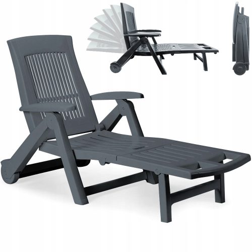 Sonnenliegen und Garten und Terrasse Deuba Zircone Liegestuhl 195 x 72 x 101 cm Anthrazit