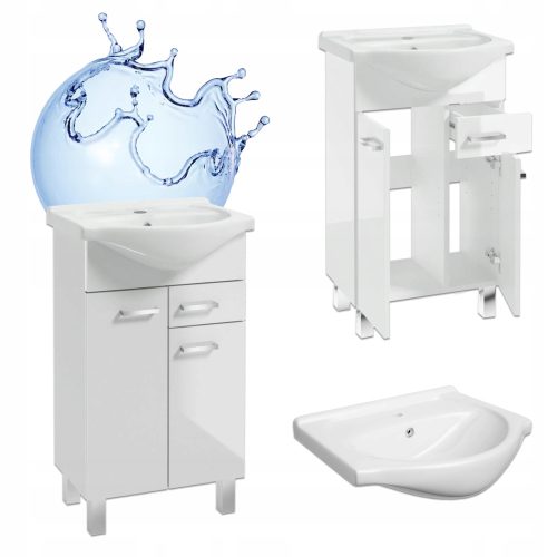  BADEZIMMERSCHRANK MIT WASCHBECKEN 50 STEHEND, WEISS