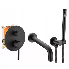   Rea Einhebel-Wand-Badewannenarmatur LUNGO BLACK CONCEALED BATH SET schwarz